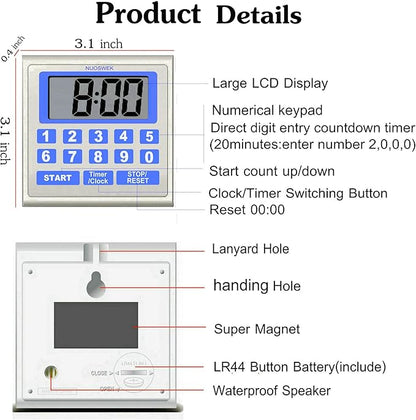 NUOSWEK Digital Timer Waterproof Shower Timer Shower Clock Direct Digit Entry - Image 4