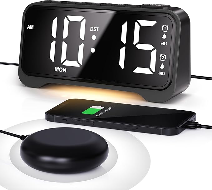 Vibrating Alarm Clock for Heavy Sleepers by Mesqool