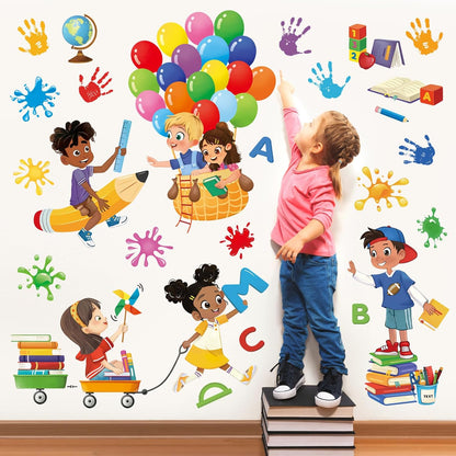 decalmile Reading Corner Balloon Kids Handprint Wall Decals Stickers