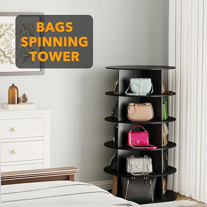 SpaceAid 5 Tier Rotating Shoe Rack Tower, Spinning Shoe Display Lazy Susan - Image 5