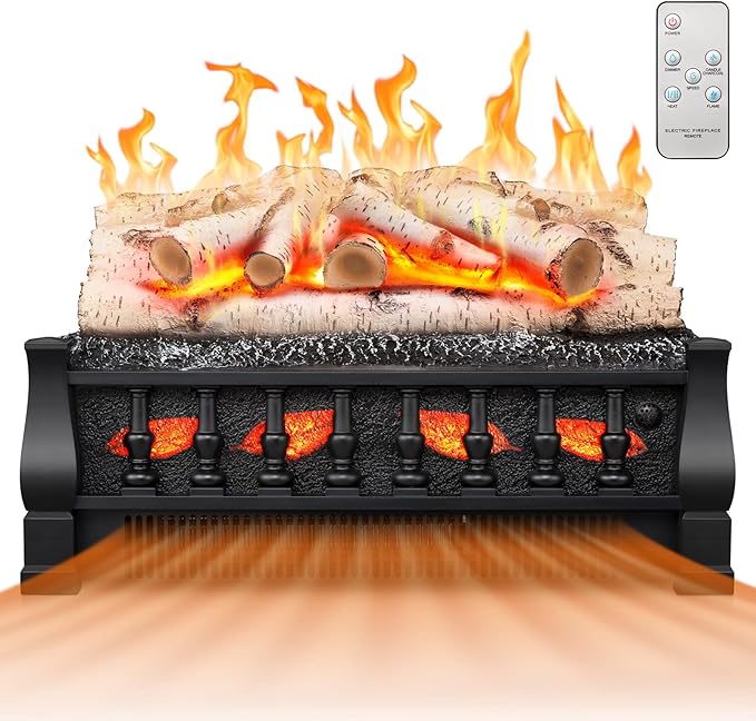 Electric Fireplace Insert Log Heater 21 Inches, 5 Flame Brightness, 750w/1500w by Electactic