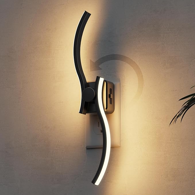 L LOHAS LED Night Light, 2 Pack Night Lights Plug into Wall, Modern Wall Sconces by LLOHASLED
