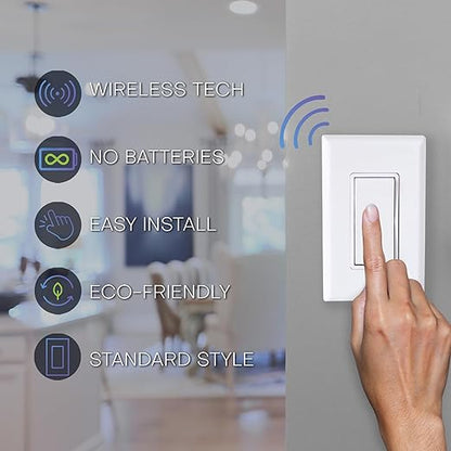 RunLessWire 3-Way Battery-Free DIY Wireless Light Switch Kit 150ft RF Range - Image 5