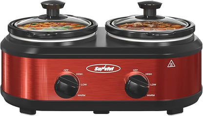 Sunvivi Double Slow Cooker, 2 Pot Small Mini Crock Buffet Servers and Warmer by WeGetLife