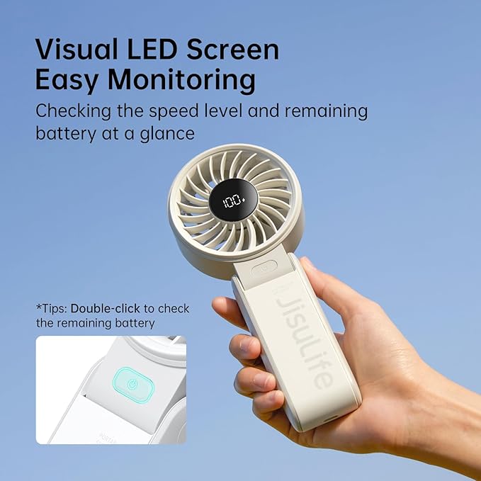 JISULIFE Handheld Fan Life7 – Ultimate Flexibility: High-Power Motor, LED - Image 5