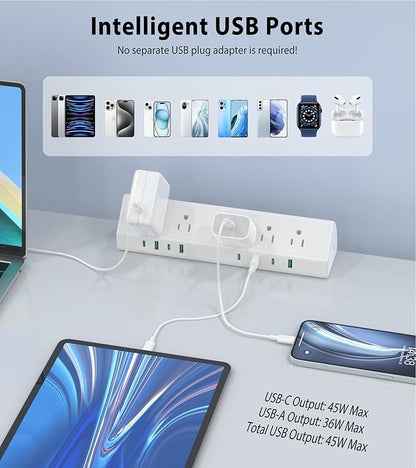 45W Fast Charging Station, Desk Clamp Power Strip, 4 PD USB-C Ports, 5 AC - Image 3