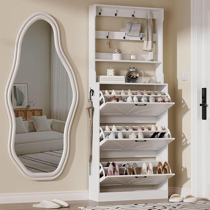EOYUTLLY Shoe Cabinet Storage for Entryway, Narrow Shoe Rack Cabinet by EOYUTLLY
