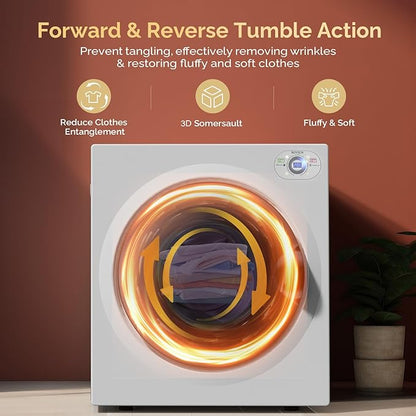 ROVSUN 2.6 Cu.Ft Portable Clothes Dryer, 1400W Fast Drying Front Load Tumble - Image 4
