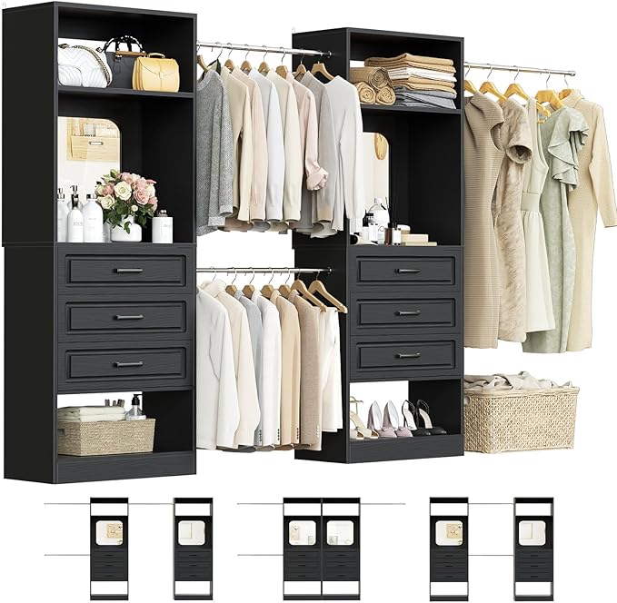 Unikito Closet System with 6 Drawers, 6-14Ft Closet Organizer with Mirror by Unikito