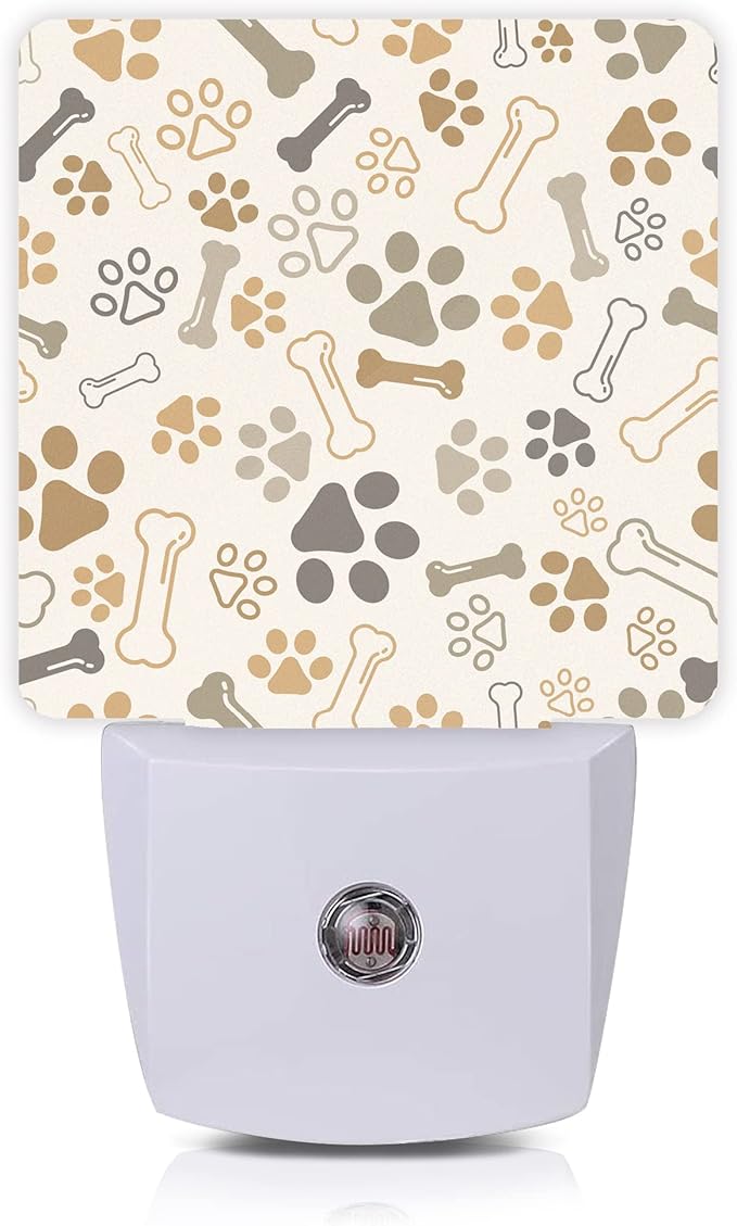 Smoaffly Dog Cat Paw Print Bones Night Light Plug-in LED Nightlights Auto by Smoaffly