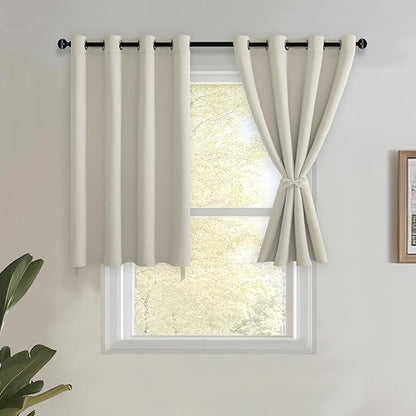 JIUZHEN Short Curtains Kitchen Half Window Blackout Curtains by JIUZHEN