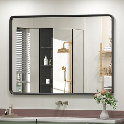 44x36 Inch Black Matte Framed Mirror by GOLOMO