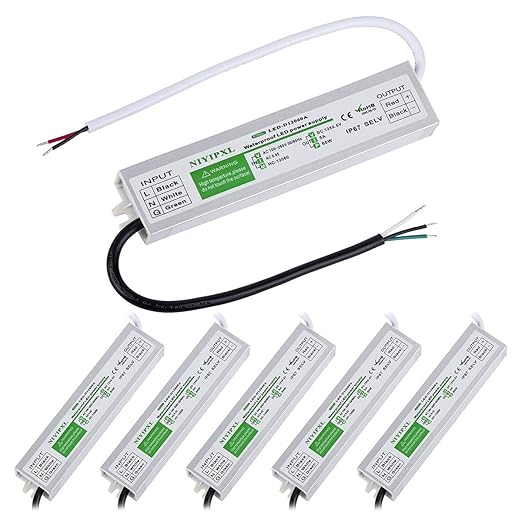 （Pack of 6） LED Driver 60 Watts Waterproof IP67 Power Supply Transformer by NIYIPXL