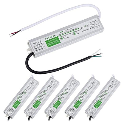 （Pack of 6） LED Driver 60 Watts Waterproof IP67 Power Supply Transformer by NIYIPXL