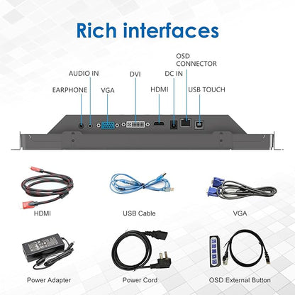 13.3 Inch 1000 Nits High Brightness 10 Points Open Frame Touch Display - Image 7