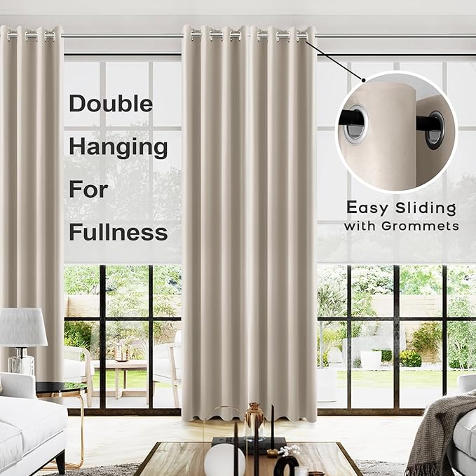 KOUFALL Neutral Taupe Blackout Curtains 96 Inches Long - Image 2
