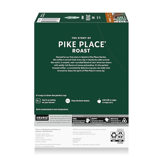 Starbucks K-Cup Coffee Pods, Medium Roast Hot or Iced Coffee, Pike Place Roast - Image 8
