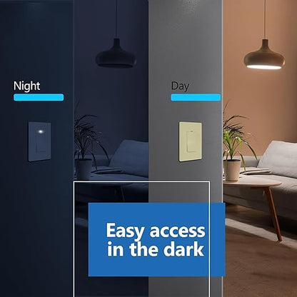 LIDER Minimalist Design Matte Finish Lighted Decorator Switch, Frameless Paddle - Image 7