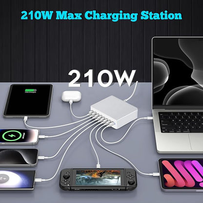 USB C Charger Block 200W, GaN 8-Port USB-C PD Fast Charging Station Desktop Hub - Image 3