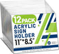 Aheroi 12Pcs Acrylic Sign Holder 8.5 x 11, Horizontal Clear Sign Holders 8.5 x by Aheroi