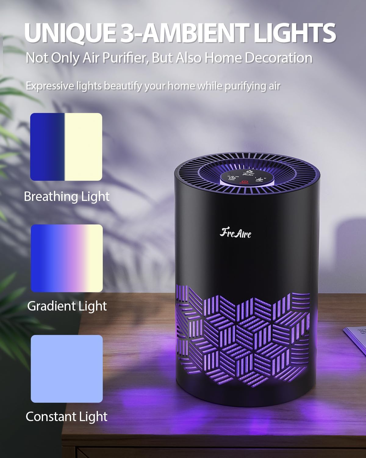 freaire air purifiers for bedroom up to 1086, side view