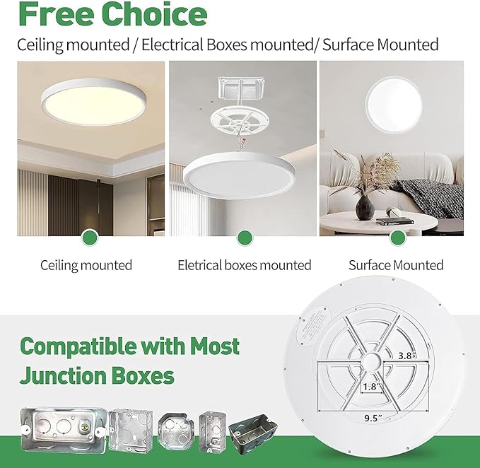 15.8 Inch Dimmable LED Flush Mount Ceiling Light, 3000K/3700K/4000K/5000K/6000K - Image 5