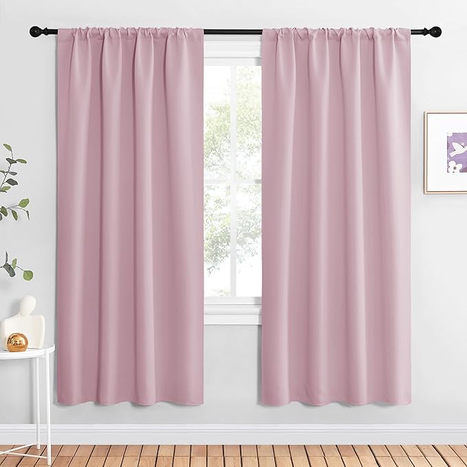 NICETOWN Blackout Curtains for Living Curtains, Baby Pink, 2 Panels, 42 by 72 by NICETOWN