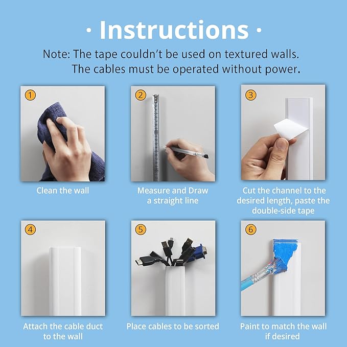 ZhiYo TV Cord Cover for Wall, 32 inch Cable Concealer, Cord Hider for Wall - Image 6