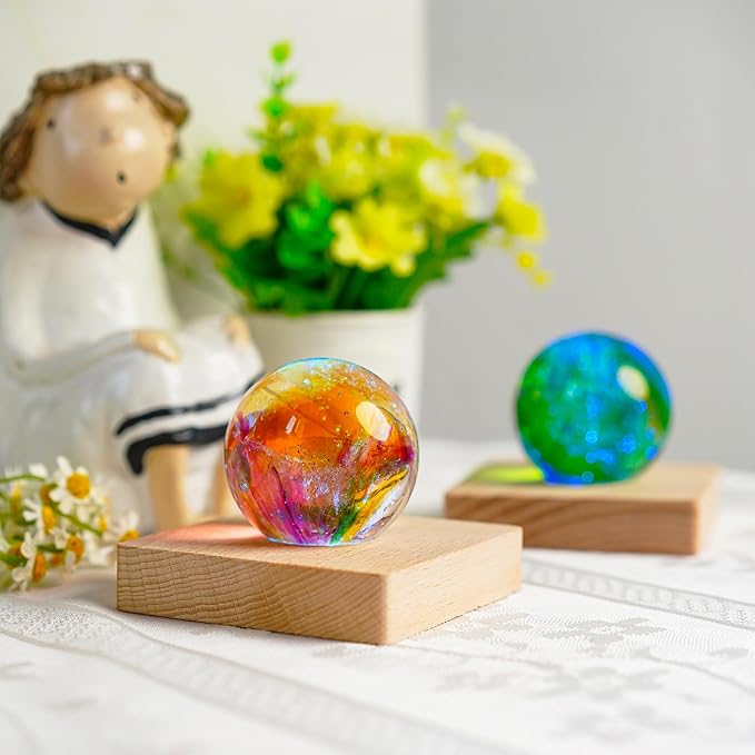 ZEERSHEE Pack 2 LED Light Base for Crystal Colorful Lights Square Wood Display - Image 5