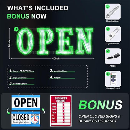 Open Sign for Business Super Bright LED Flashing Open Signs 40x14 Inch Large - Image 6