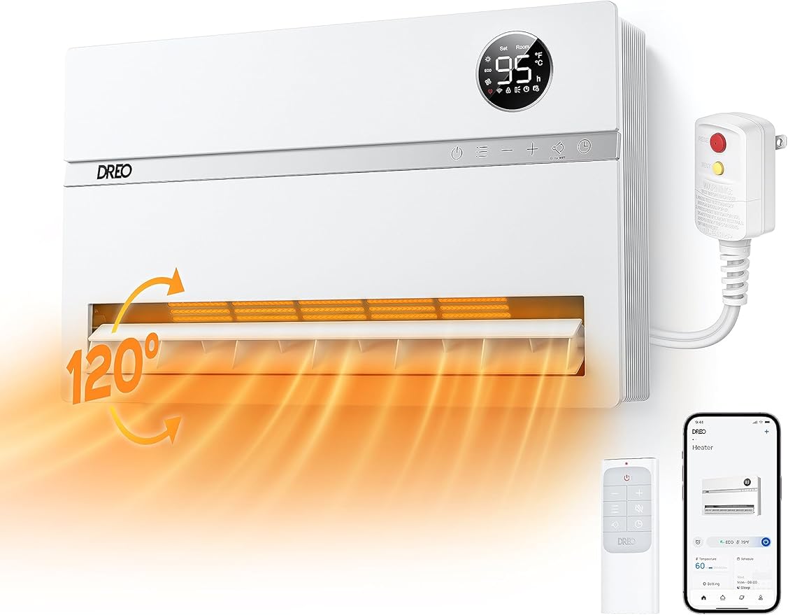 DREO Wall Heater for Bathroom, Smart Space Heaters by DREO