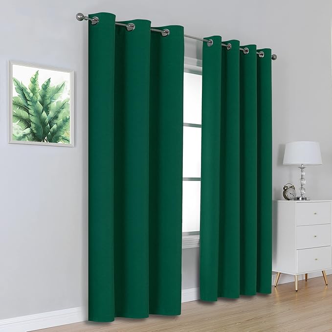 DUALIFE Christmas Green Blackout Curtains - Image 2