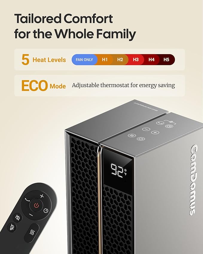 ComDomus Electric Heaters for Indoor Use, 32” Space Heater Large Room - Image 3