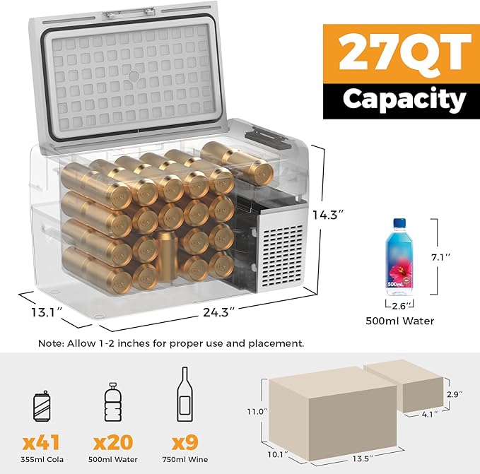 Setpower Car Refrigerator 50 Hours Backup Cooling 27 Quart 12 volt Fridge - Image 7