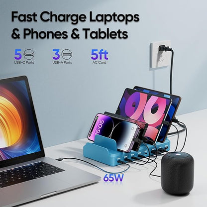 300W Charging Station for Multiple Devices, 8 Port Multi USB C Fast Charger - Image 2
