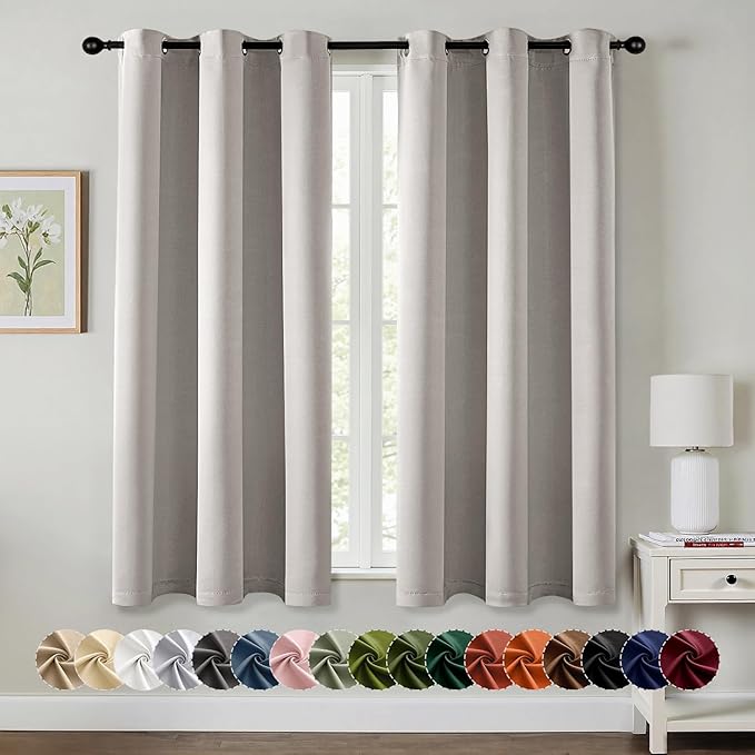 MIULEE Stone Blackout Curtains for Bedroom Living Room 63 Inches Long 2 Panels by MIULEE