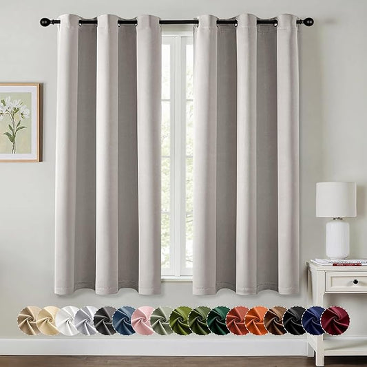 MIULEE Stone Blackout Curtains for Bedroom Living Room 63 Inches Long 2 Panels by MIULEE
