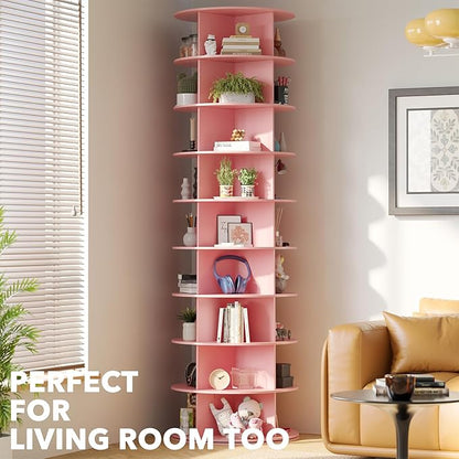 SpaceAid 9 Tier Rotating Shoe Rack Tower, Spinning Shoe Display Lazy Susan - Image 6