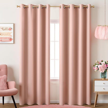 KOUFALL Blush Pink Curtains Blackout 96 Inch Long 2 Panels, Boho Neutral by KOUFALL