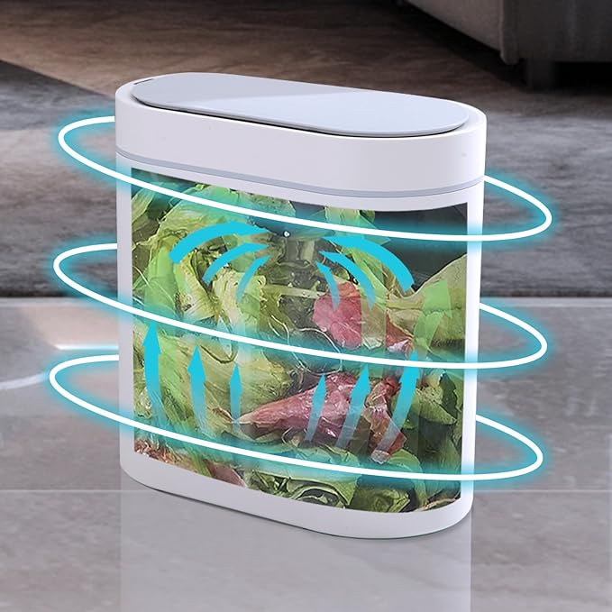 Bathroom Trash Can with Lid 2 Gallon Slim Motion Sensor Garbage Can Narrow - Image 4
