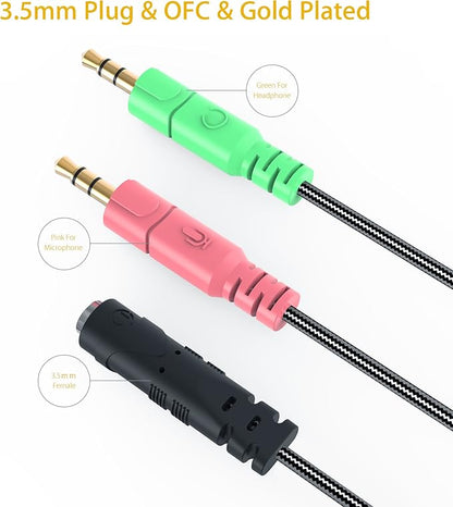 MillSO Headset Adapter 3.3 Feet 3.5mm Audio Jack Y Cable Headphone Adapter 1x - Image 6