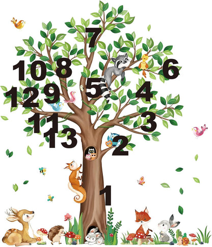 decalmile Woodland Animals Tree Bear Fox Deer Wall Decals Stickers (XL)