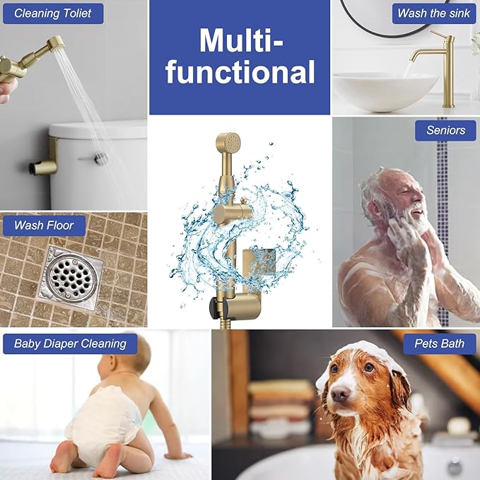Bidet Sprayer for Toilet Brushed Gold Bidet Attachment for Toilet - Image 4