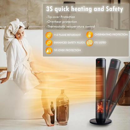 Portable Electric Space Heater for Large Room 37" Ceramic Tower Heater - Image 5