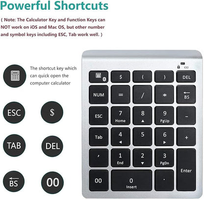 Lekvey Bluetooth Number Pad, 10 Keys Numeric Keypad Portable Wireless Bluetooth - Image 3