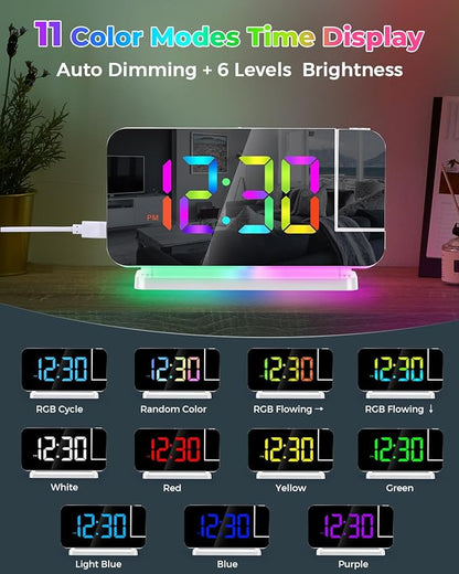 SZELAM Projection Alarm Clock, 7.4" LED Mirror Digital Clocks Large Display - Image 5