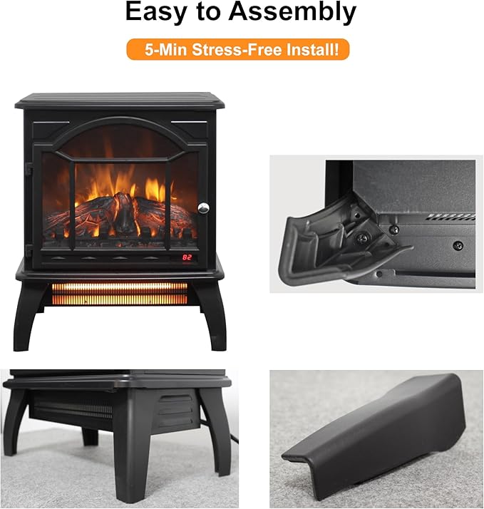 18" Electric Fireplace Stove, Freestanding Fireplaces Heater - Image 7