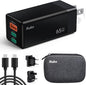Ruko 65W USB C Charger, 3 Port International Travel Charger Kit, GaN Fast by Ruko