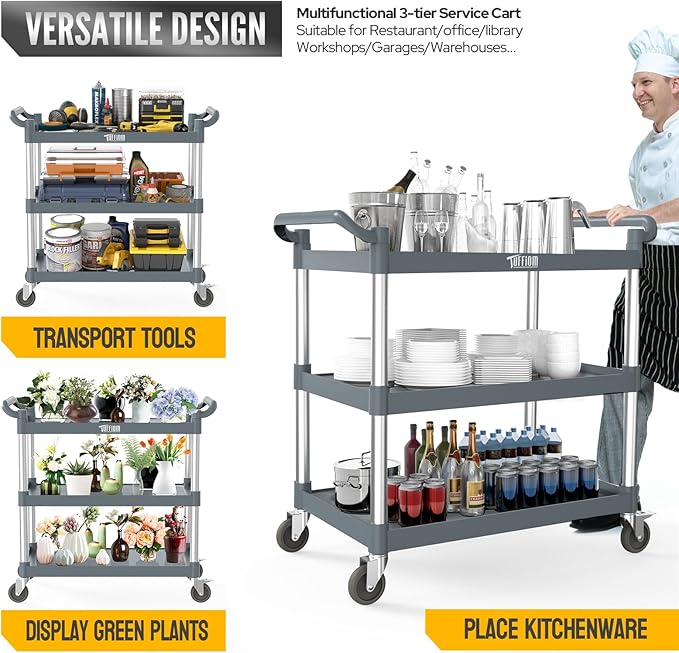 TUFFIOM Plastic Service Utility Cart - Image 4