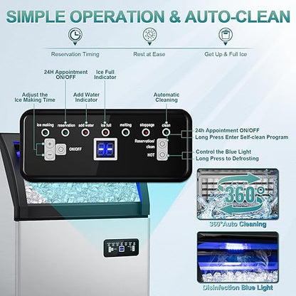 Commercial Ice Maker Machine 250 Lbs/24H, 35 Lbs Ice Bin, Undercounter Ice - Image 2